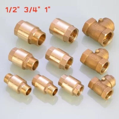 1/2" 3/4" 1" Brass One Way Check Valves Bsp Female/Male Thread Non Return Valve - Image 1 of 4