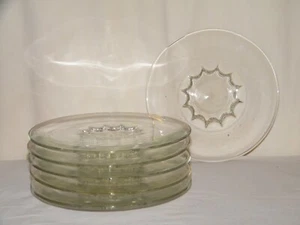 Juego Vintage (6) PLATOS DE ENSALADA/POSTRE DE VIDRIO TRANSPARENTE 8" Festoneado/Base Estrella/Pie - Imagen 1 de 9