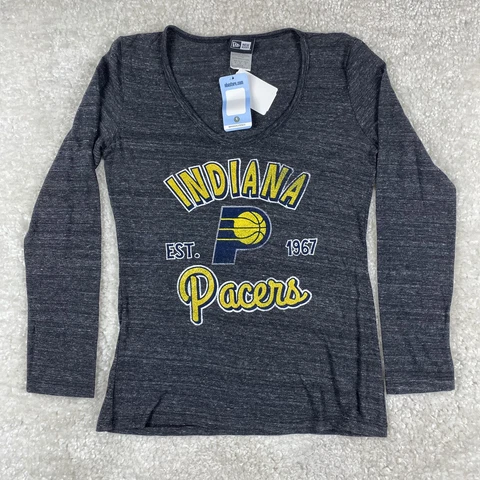 Indiana Pacers New Era Women's Tri-Blend Long Sleeve T-Shirt Grey - Medium Cover