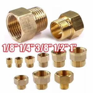 Adattatore riduzione ottone connettore filettato 1/8" 1/4" 3/8" 1/2" femmina a maschio BSP - Foto 1 di 29