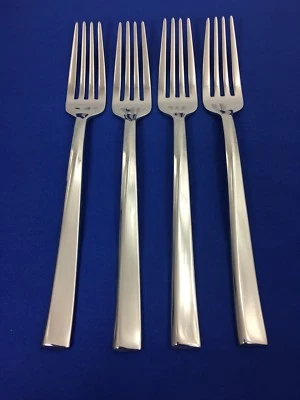Nambe AQUILA Stainless Flatware 7 1/4" SALAD FORKS Asymmetric Wave SET OF 4 Foto 1 de 4