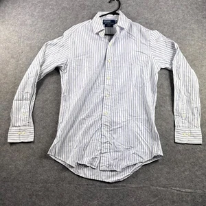 Polo Ralph Lauren Button Up Shirt Long Sleeve Medium White Striped Custom Fit - Picture 1 of 8