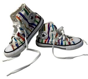Converse All Star Junior Metallic Zebra Stripes Hi Top Sneakers Size 12 READ