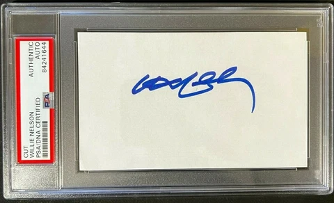 🔥🔥 WILLIE NELSON SLABBED SIGNED AUTOGRAPHED INDEX CARD SIZE CUT PSA CERTIFIED Cover