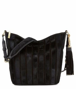 Michael Kors Brooklyn Large Applique Vertical Stripe Leather Feed Bag (Black) - Picture 1 of 1