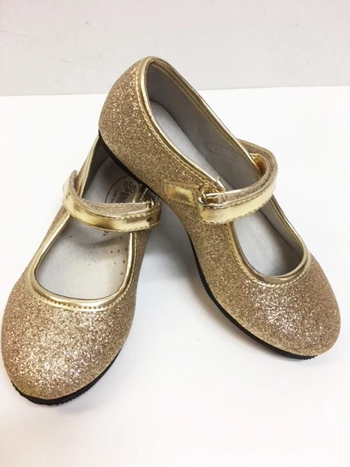 Nuevos zapatos de vestir Mary Jane dorados con brillo ángel para niñas y niños pequeños Foto 1 de 1