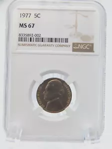 1977 - FIVE CENT - Jefferson Nickel - GRADED - NGC MS 67 (BT755) - Bild 1 von 4