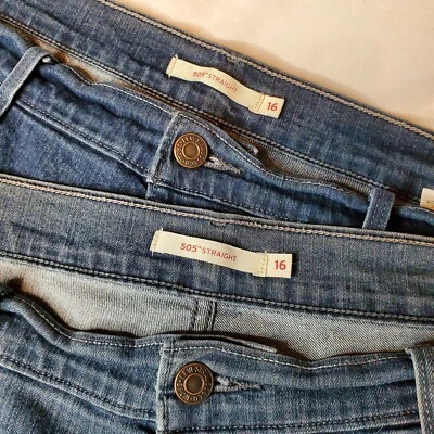 Levi's 505 straight jeans women's 16 LOT OF 2 Blue 36Wx28.5L - Image 1 of 4