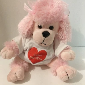 Pawsenclaws Pink Plush Poodle I Love My Mom Stuffed Animal Toy 9" - Picture 1 of 4