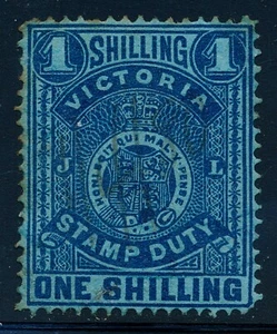 AR34 1879 Victoria, Australia used postal-fiscal stamp 1/, Barefoot 3D - Picture 1 of 4