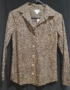 J Crew leopard Animal NWT Button Down Blouse Long Sleeves Size XS - Picture 1 of 5