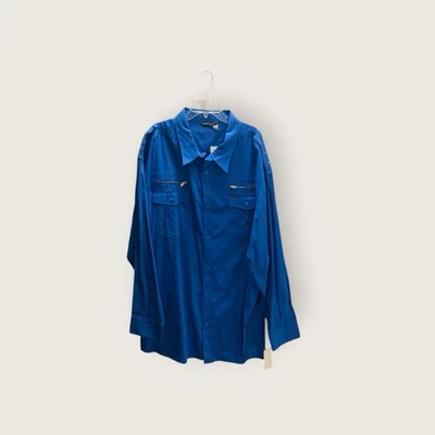 Rocawear Mens Button Up Shirt Long Sleeve Embroidered Zippers size 6X - Image 1 of 4