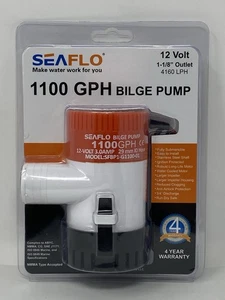 SEAFLO 1100 GPH 12V Submersible Bilge Pump 1-1/8" Outlet Anti-Airlock sealed - Picture 1 of 6
