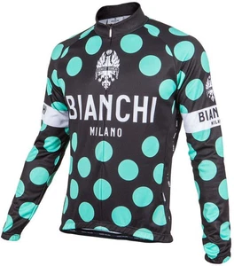BIANCHI MILANO LEGGENDA1 Black Polka Dot Men's Long Sleeve Jersey (4XL) - Picture 1 of 3