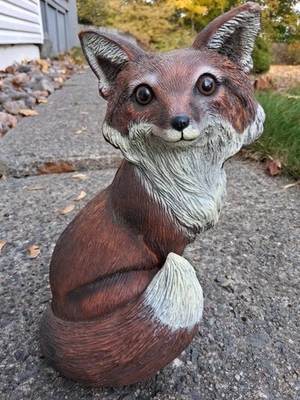 VTG Art Line Red Sitting Fox Resin Garden Yard Statue Animal Figurine 1996 - Image 1 of 4