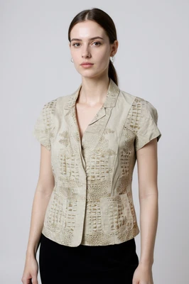 GIORGIO ARMANI Goat Leather Suede Rose Jacket 42 6 Mint Bronze Metallic Vintage - Image 1 of 4