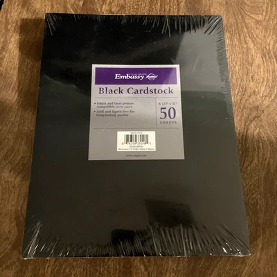 Embassy Ampad Cardstock, Black, 8.5" X 11", 50 Sheets, NEW (361) - Image 1 of 3