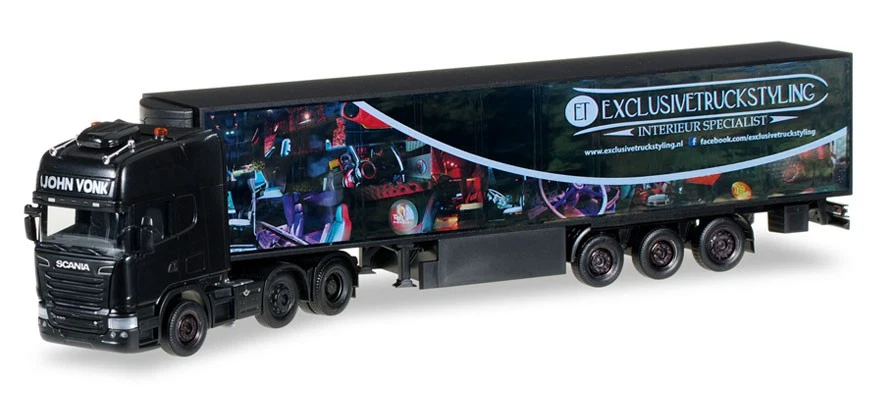 HERPA, SCANIA R TL 6x4 Trasporto John Vonk con semi-frigo 3 assi, 1/87,  HER3... - Immagine 1 di 1