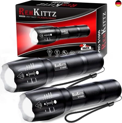 BESUCHE DEN REHKITTZ-STORE REHKITTZ Taschenlampe, Extrem Hell Tragbare Handlampe 2 Stück, 2000 Lumen,