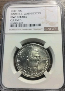 1947 Booker T Washington Silver Half Dollar Commemorative 50C NGC High Grade Unc - Picture 1 of 3