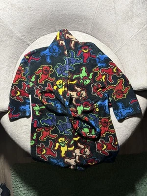 Grateful Dead Robe Unisex L/XL Fleece Colorful Dancing Bears Hooded Bathrobe - Image 1 of 4