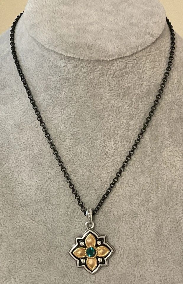 SO STRIKING BRIGHTON MONARCH JOY GREEN CRYSTAL MESSAGE NECKLACE