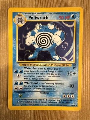 Poliwrath - 15/130 - Pokemon Base Set 2 Holo Rare Card WOTC HP - Image 1 of 2