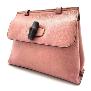 GUCCI Bamboo Daily Leather Top Handle 2Way Shoulder Bag Smoky Pink 392013 Japan - Picture 1 of 9