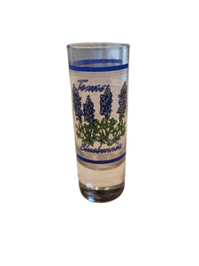 Whiskey Tall Shot Glass Texas Bluebonnet Pub Bar Barware - Picture 1 of 5