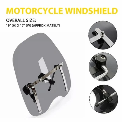 Parabrisas grande ahumado para Honda Magna Shadow Spirit Sabre 600 750 1100 19"x17" Foto 1 de 4