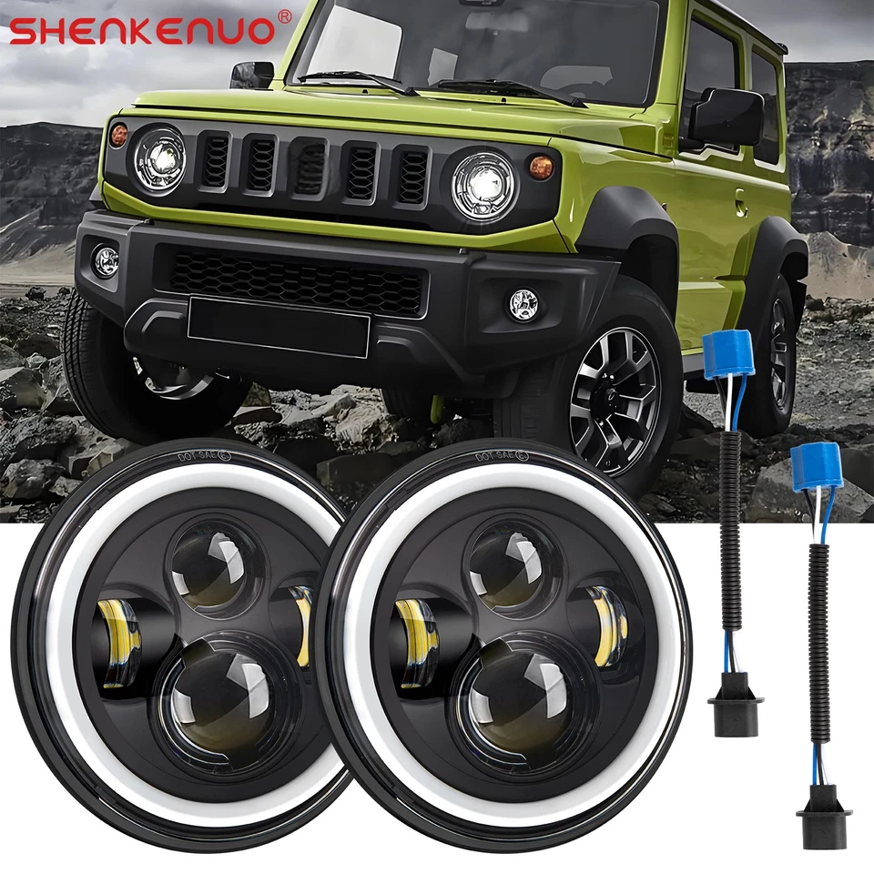 Pair 7'' Inch Round LED Headlights DRL for Suzuki Sierra 1981 1982 1983-2000 - image 1 of 4