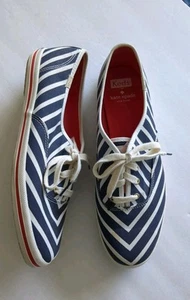 Keds X Kate Spade Sneakers WF 49742 Sz 9.5 Blue White Stripe Casual Nautical - Picture 1 of 11