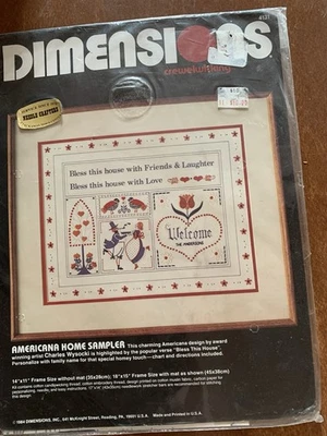 Dimensions AMERICANA HOME SAMPLER Crewelwicking Kit CHARLES WYSOCKI New Sealed - Image 1 of 3