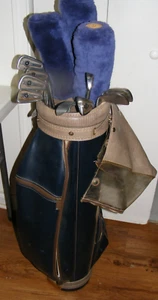 Vintage Mens Golf Set - 12 Clubs: Spalding woods + irons + putter; Hogan bag - Picture 1 of 14