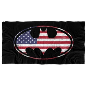 Batman American Flag USA 4th of July Bat Logo Licensed Beach Towel 30"x60" - Picture 1 of 6