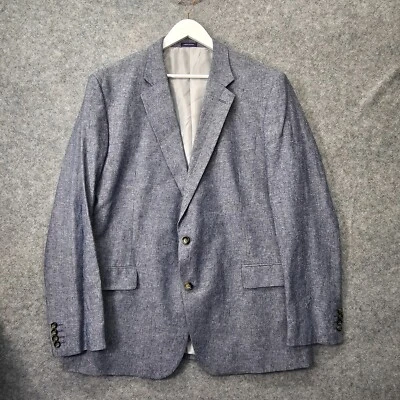 Abrigo Deportivo de Lino para Hombres 46 Largo Grande Azul Verano STAFFORD Preppy Texturizado 24x33 Foto 1 de 4