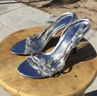 Silver Rhinestone Bow Attention Heels Size 6