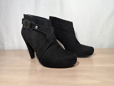 Guess Botín al Tobillo Plataforma Tacones Negro Gamuza Mujer Talla 8 Foto 1 de 4