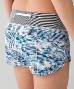 LKNEW LULULEMON SPEED SHORTS BLURRY BELLE MULTI/TINK STRIPE BLACK WHITE SIZE 4 - Picture 1 of 3
