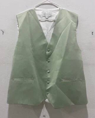 Azazie 5-Button Satin Vest Adult Size XL (pit-2-pit=25.5") Green & White NWOT - Image 1 of 4