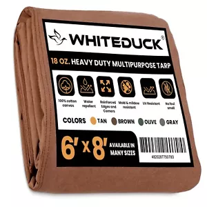 WHITEDUCK Heavy Duty Tarp Waterproof Canvas Tarp 18 Oz 100% Cotton Tarpaulin Tan - Picture 1 of 66