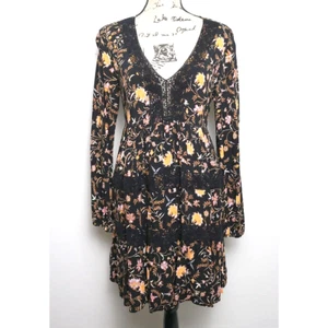 Y2K Xhilaration JR Women S Tiered Mini Dress Whimsigoth Dark Floral Lace Boho - Picture 1 of 15