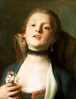 Pietro Antonio Rotari "Girl Wearing Pearl Drop Earrings, Black Lace Choker" Art