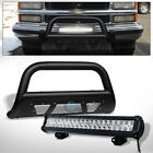 For 88-00 Chevy C10 C/K Pickup Textured Blk Studded Mesh Bull Bar+120W LED Light