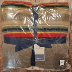 Pottery Barn Pendleton Yakima Faux Fur Back Stripe 60 x 80 Throw Umber Multi NEW - Picture 1 of 7