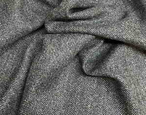 Abraham Moon Tweed Wool Navy Blue & Silver Grey Herringbone Ref 2404/218 - Foto 1 di 3