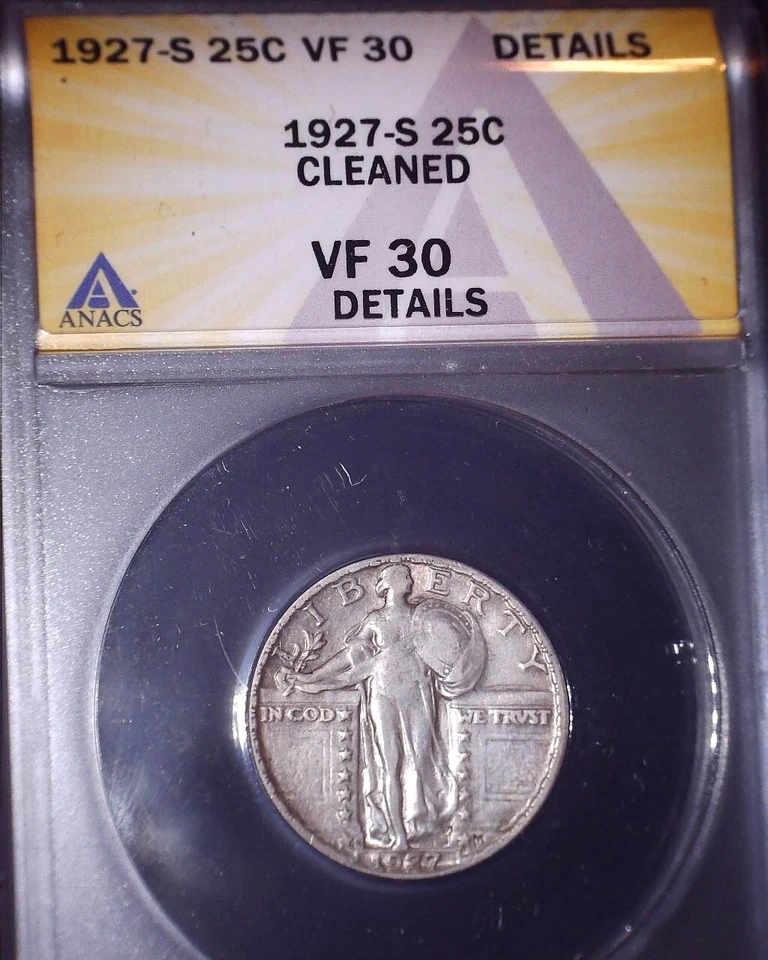 1927-S Standing Liberty Quarter, ANACS VF 30, Key Date!! - Image 1 of 2