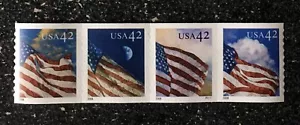 2008USA #4232-4235 42c American Flags - PNC Plate Number Coil Strip of 4 (P1111) - Picture 1 of 2