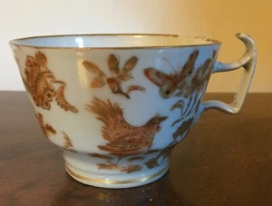 Taza de té grande antigua china de exportación de porcelana hierro rojo naranja y dorado pollo - Imagen 1 de 11