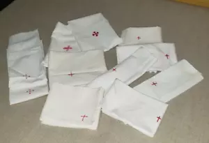 LOT OF 11 CATHOLIC MASS LINENS TOWELS CORPORALS PURIFICATORS - Picture 1 of 8